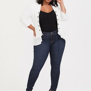 Off-White Twill Peplum Military Jacket